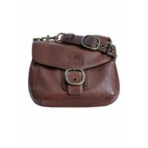 Coach Purse Brown Leather Bleecker Legacy Tattersall Flap 11419